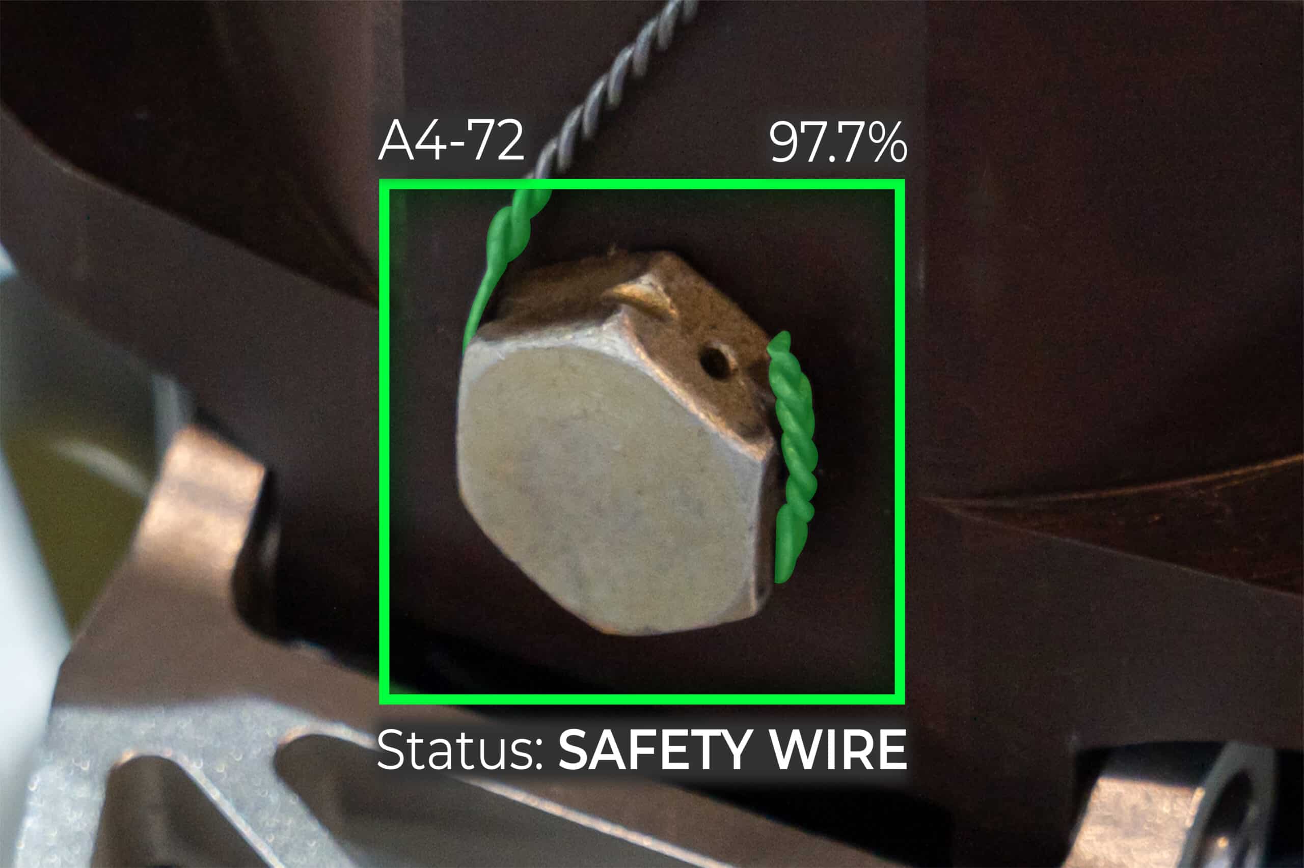 safety wire verification performed by visual inspection software