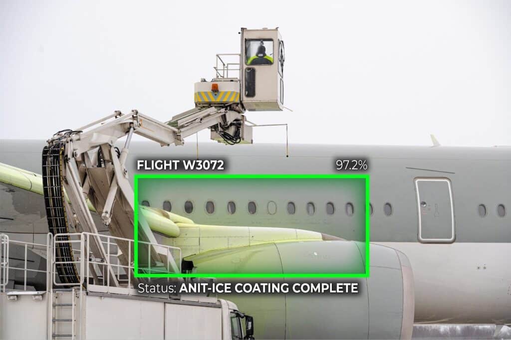 No-code Computer Vision (CV) software can be used to ensure anti-ice coating and improve aircraft safety operations
