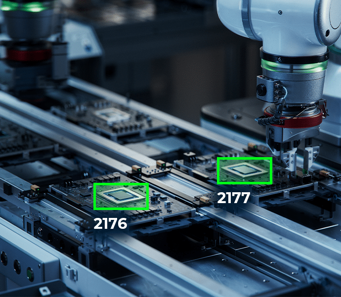 matroid-chips AI image recognition of microchips on an assembly line