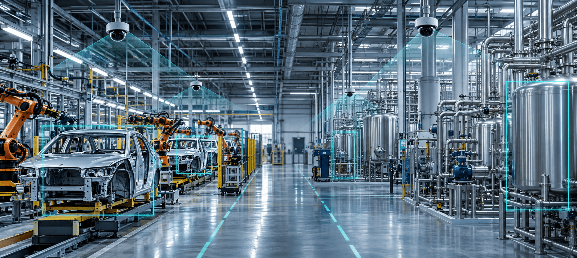 Intelligent video analytics monitors automotive assembly and process manufacturing equipment