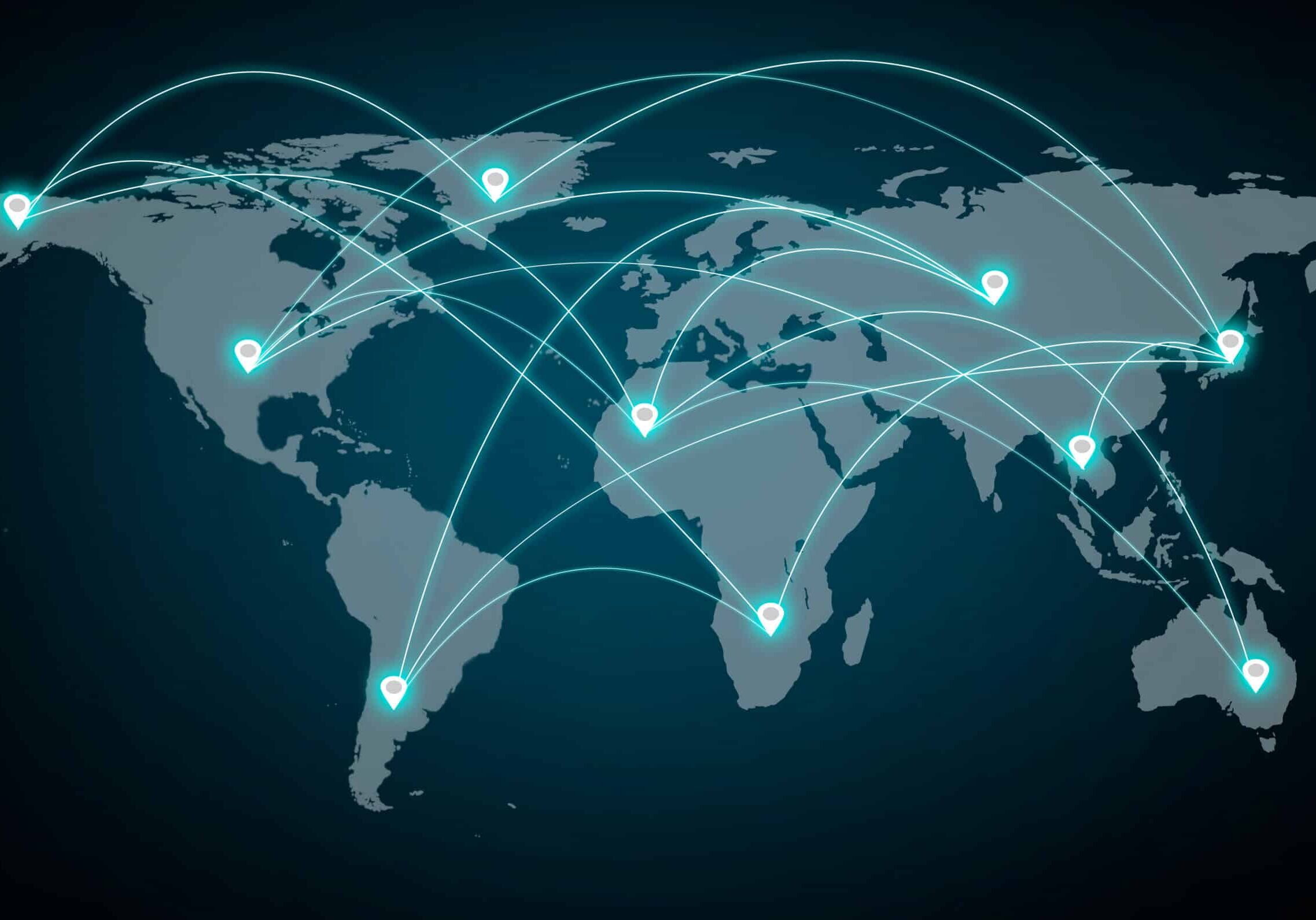 World map and social network connection internet and global technology , Concept future Digital world World map and social network connection internet and global technology , Concept future Digital world